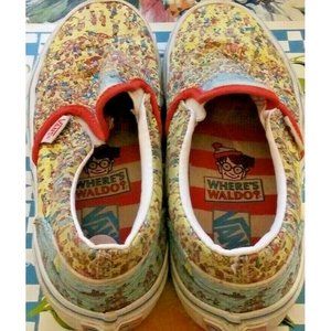 Vans x Where's Waldo Classic Slip On Shoes Unisex Kids Size 1.5 EUC